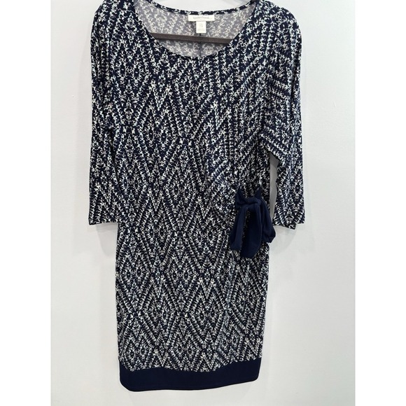 Motherhood Maternity Navy Teal Sheath Dress W/Adjustable Tie Waist Size Large - Picture 4 of 11